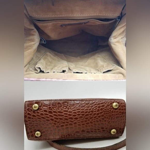 Patricia Nash Leather Crop Embossed Nela North/South British Tan Bag - Picture 6 of 7